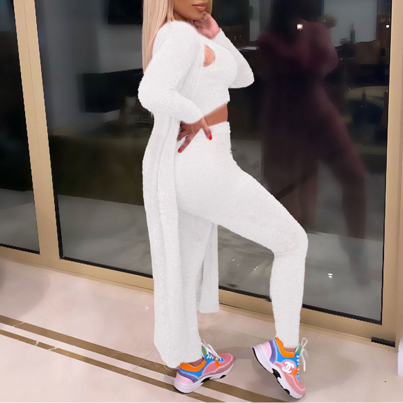 Solid Long Sleeve Three Pieces Set