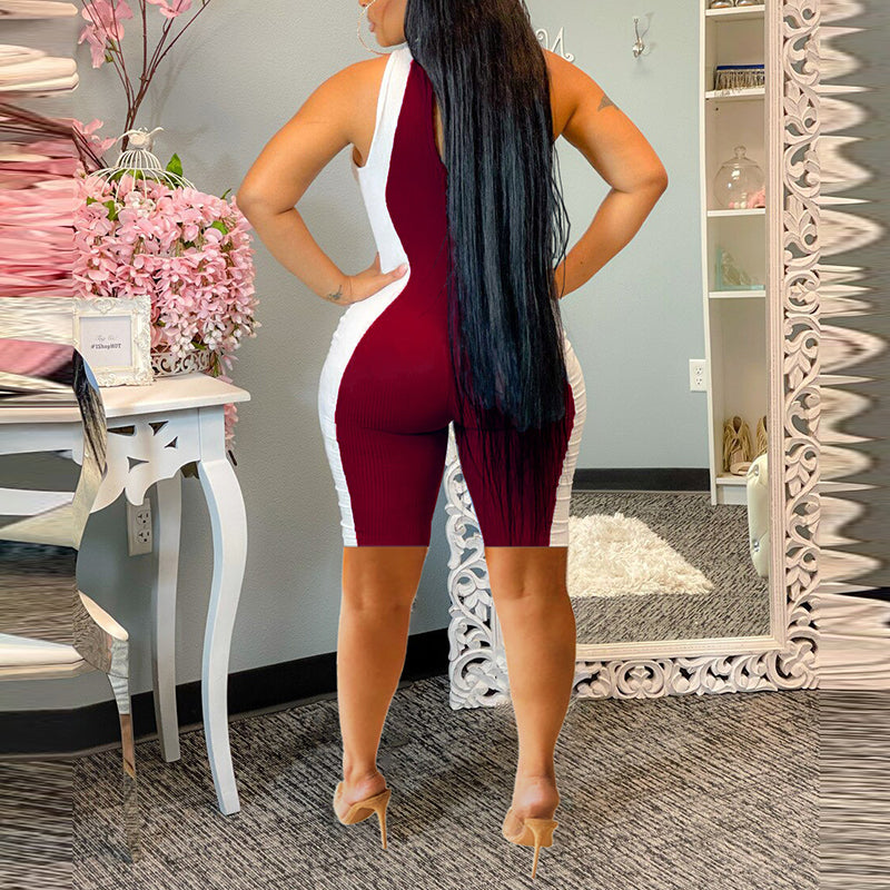 Sleeveless Colorblock Bodycon Jumpsuit