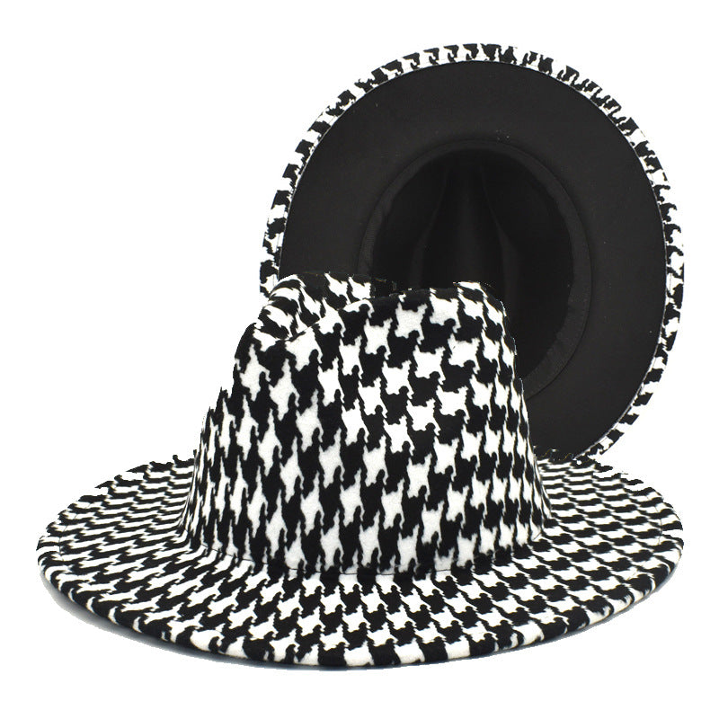 Houndstooth Print Jazz Hat