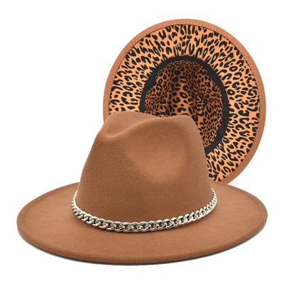 Leopard Print Chain Decoration Hat