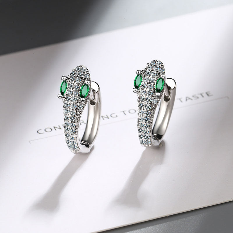 Snake Pattern Rhinestone Circle Earrings