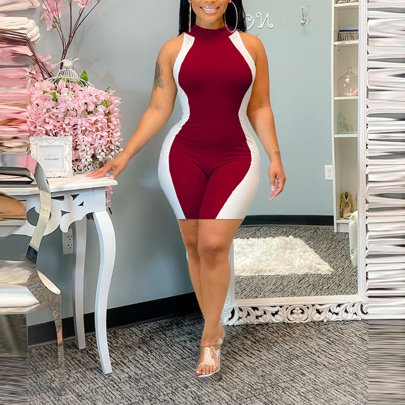 Sleeveless Colorblock Bodycon Jumpsuit