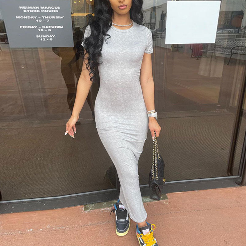 Basic Short Sleeve Maxi Dress