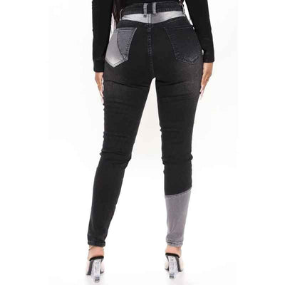 Colorblock High Waist Skinny Jeans