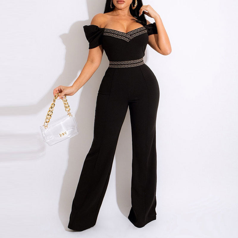 Print Off Shoulder Sleeveless Jumpsuit
