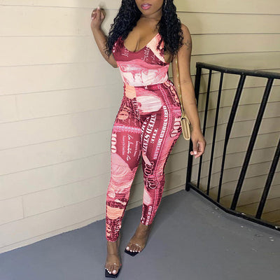 Sexy Printed Sleeveless Jumpsuit