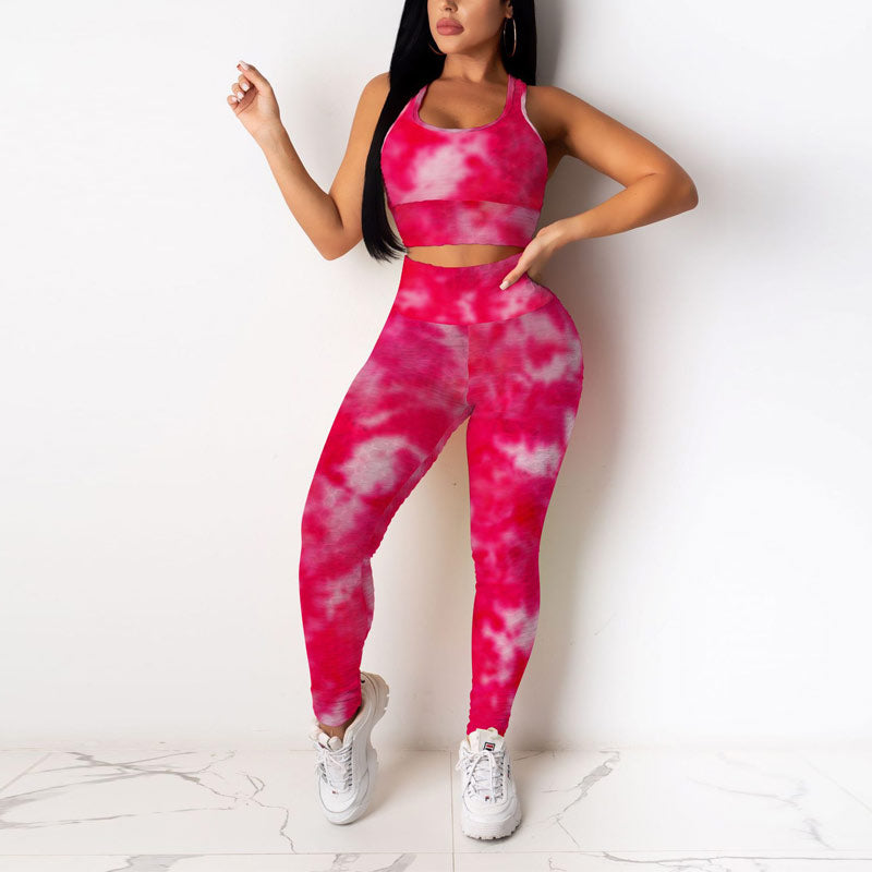 Colorblcok Sleeveless Crop Top & Pants Set