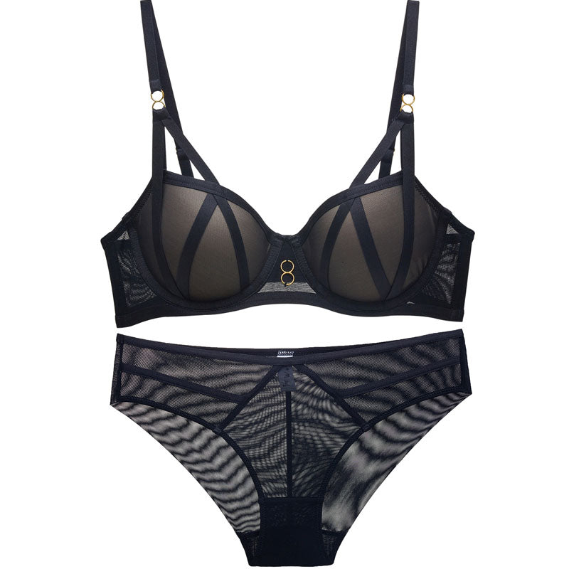Solid Bandage Push Up Lingerie Set