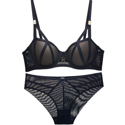 Solid Bandage Push Up Lingerie Set