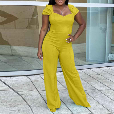 Solid Sleeveless Wide Leg Jumpsuit