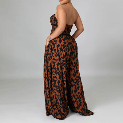 Tie Dye Print Off Shoulder Wide Leg Jumpsuit