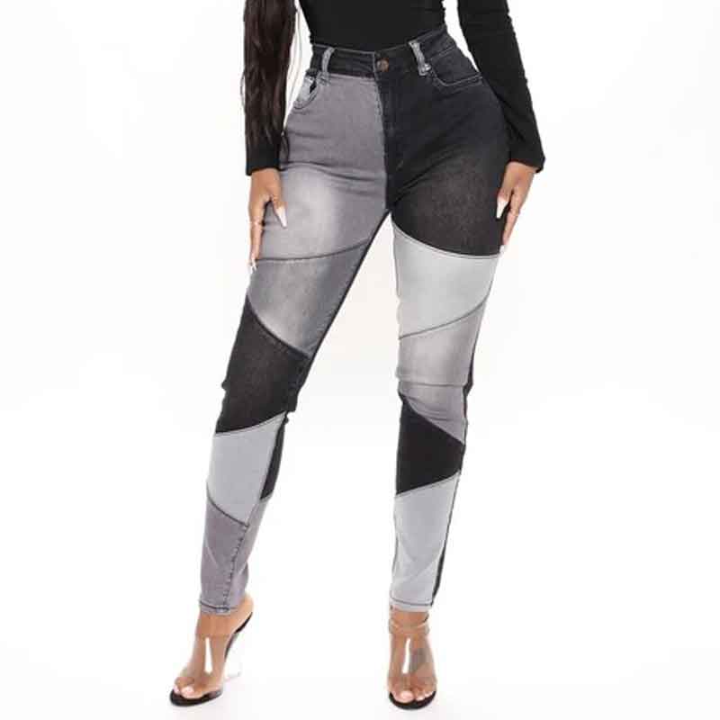 Colorblock High Waist Skinny Jeans
