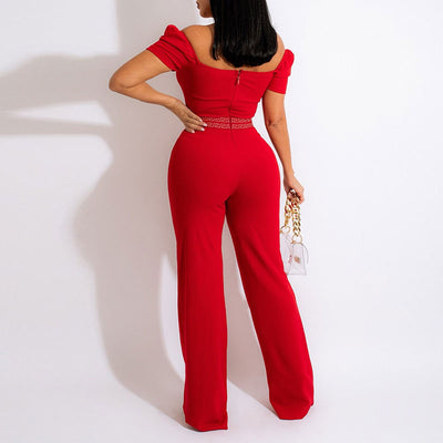 Print Off Shoulder Sleeveless Jumpsuit
