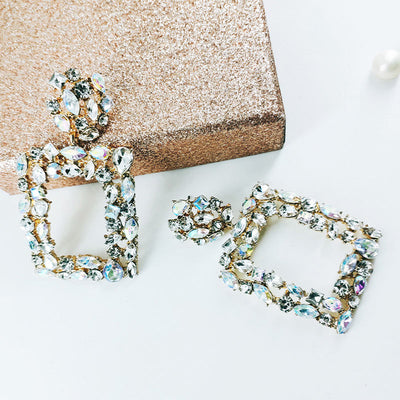 Geometry Pattern Studded Drop Earrings