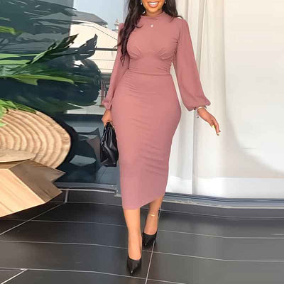 Solid Slit Sleeve Midi Dress