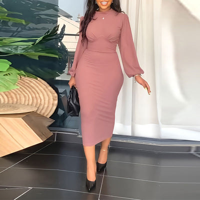 Solid Slit Sleeve Wrap Midi Dress