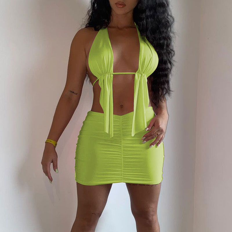 Solid 2PCS Skirt Set
