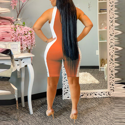 Sleeveless Colorblock Bodycon Jumpsuit