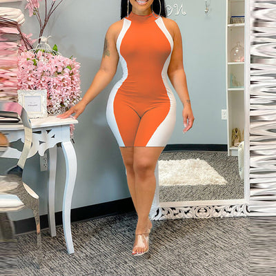 Sleeveless Colorblock Bodycon Jumpsuit