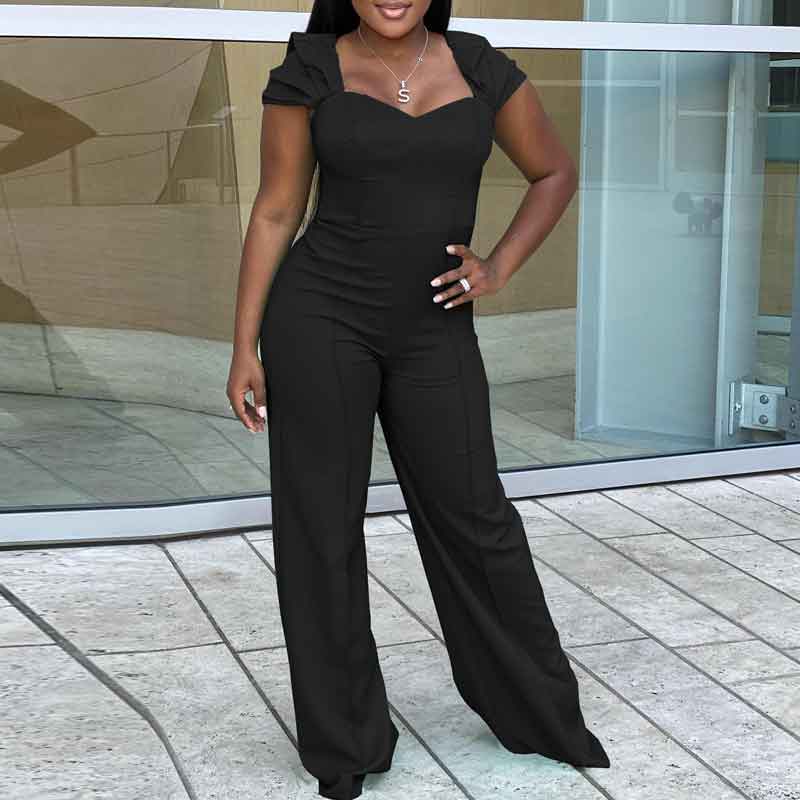 Solid Sleeveless Wide Leg Jumpsuit