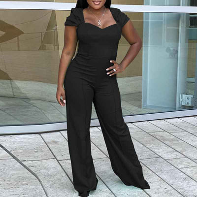 Solid Sleeveless Wide Leg Jumpsuit