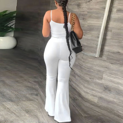 Solid Sleeveless Spaghetti Strap Top & Pants Set