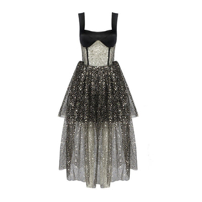 Sequins Sleeveless Spaghetti Strap Tulle Dress