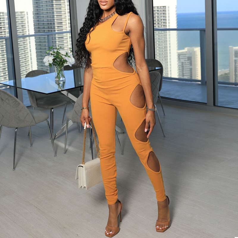 Solid Sleeveless Cut Out Jumpsuit