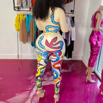 Print Long Sleeve Top & Pants Set
