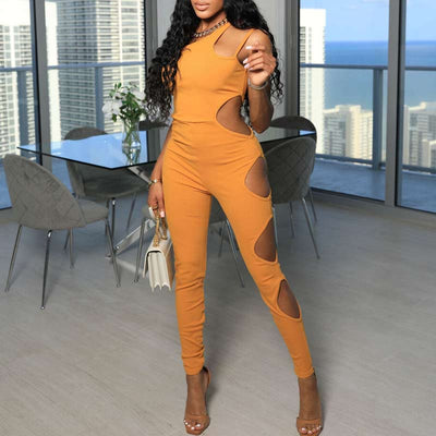 Solid Sleeveless Cut Out Jumpsuit