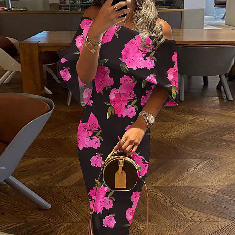 Floral Print Wrap Midi Dress