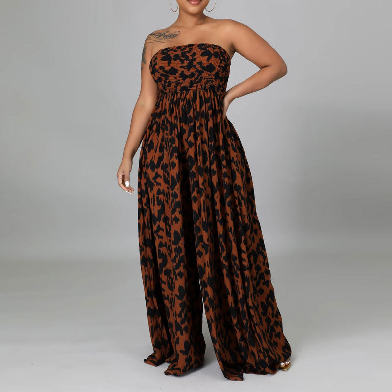 Tie Dye Print Off Shoulder Wide Leg Jumpsuit