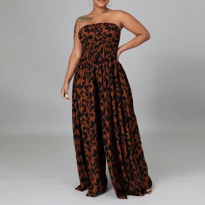 Tie Dye Print Off Shoulder Wide Leg Jumpsuit
