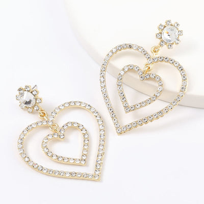 Heart Patter Beaded Decorstion Drop Earrings