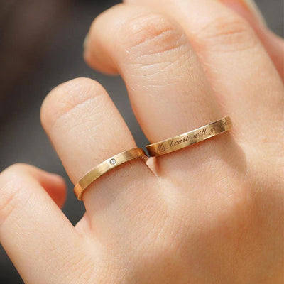 Engraved Letter Couple Rings