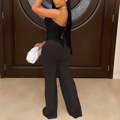 Off  Shoulder Sheer Mesh Jumpsuit