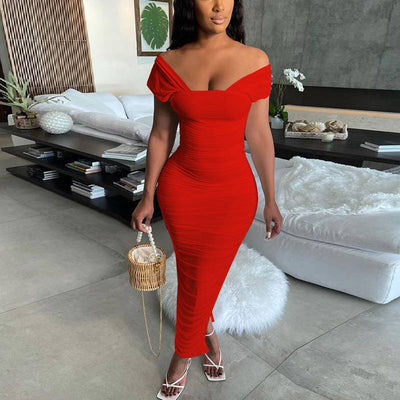 Solid Sleeveless Slit Ruched Maxi Dress