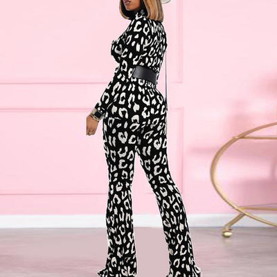 Long Sleeve Print Top & Bell Bottom Pants Set