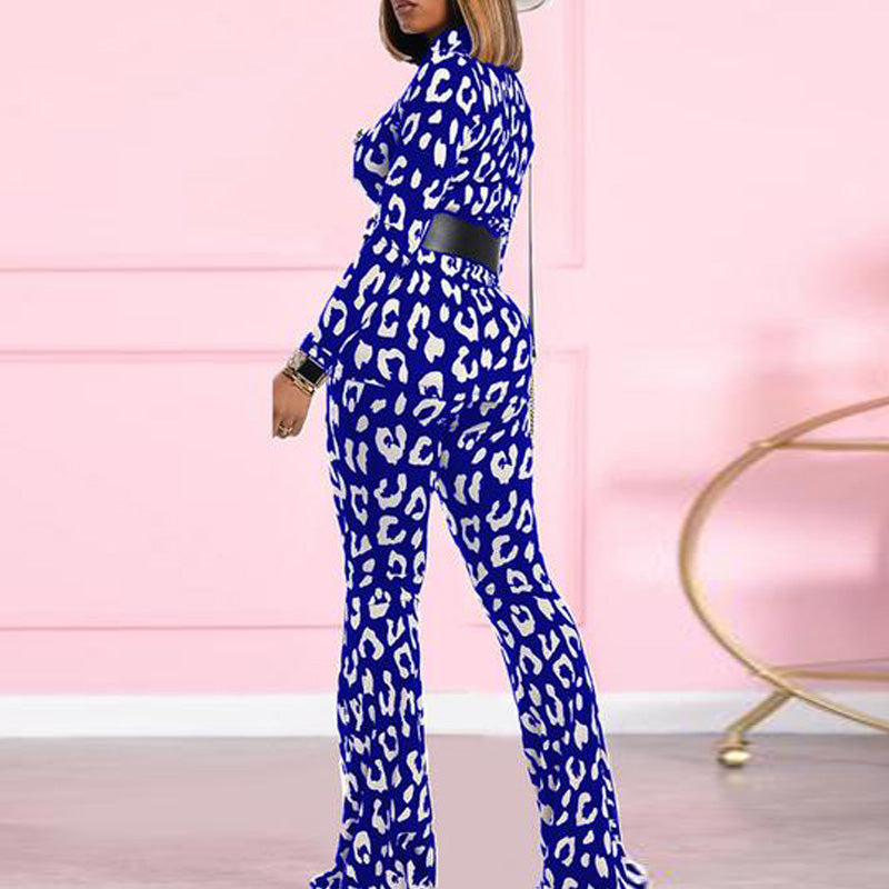 Long Sleeve Print Top & Bell Bottom Pants Set