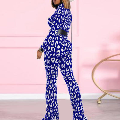 Long Sleeve Print Top & Bell Bottom Pants Set