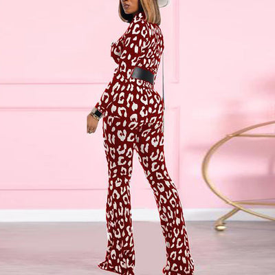 Long Sleeve Print Top & Bell Bottom Pants Set