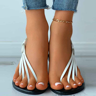Multi Strap Toe Post Slingback Flat Sandals