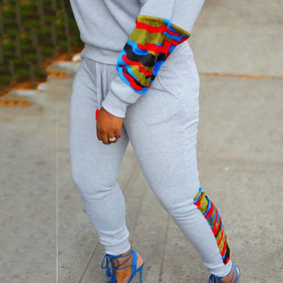 Print Long Sleeve Top & Drawstring Pants Set