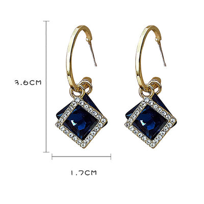 Fashion Square Studded Drop Earrings