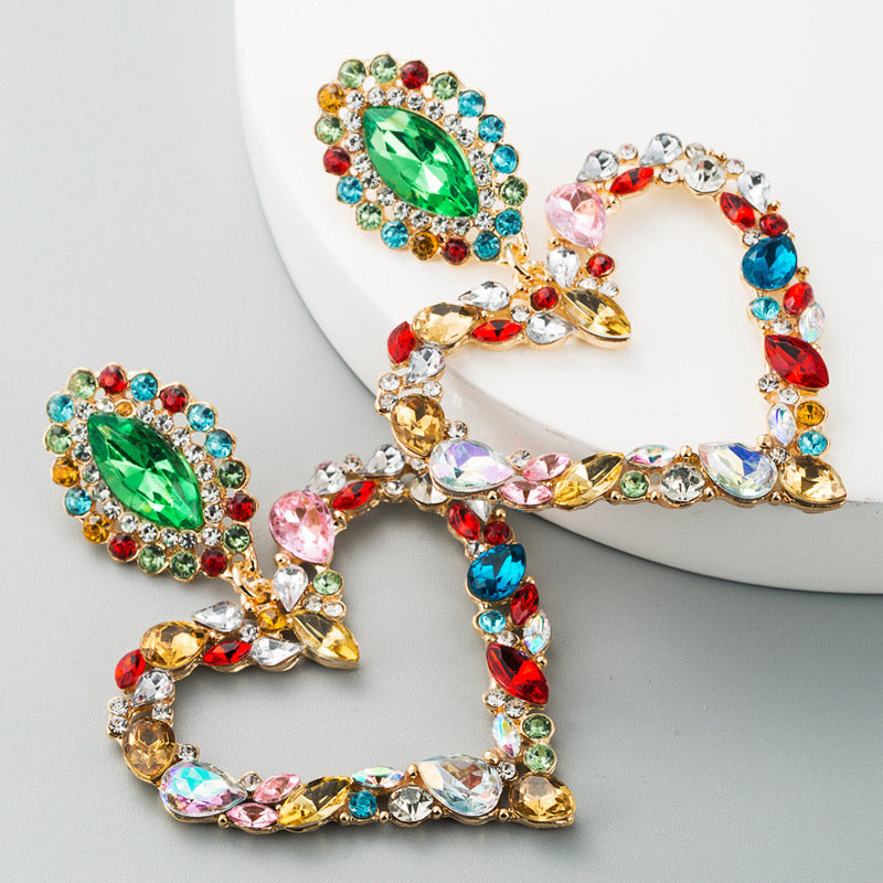 Heart Pattern Studded Drop Earring