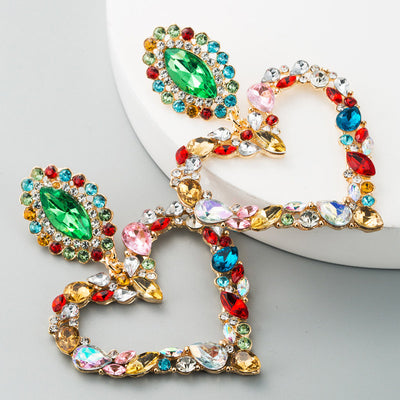 Heart Pattern Studded Drop Earring