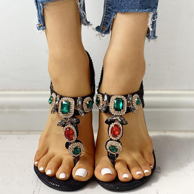 Rhinestone Bohemia Flat Sandals - Shop Shiningbabe - Womens Fashion Online Shopping Offering Huge Discounts on Shoes - Heels, Sandals, Boots, Slippers; Clothing - Tops, Dresses, Jumpsuits, and More.