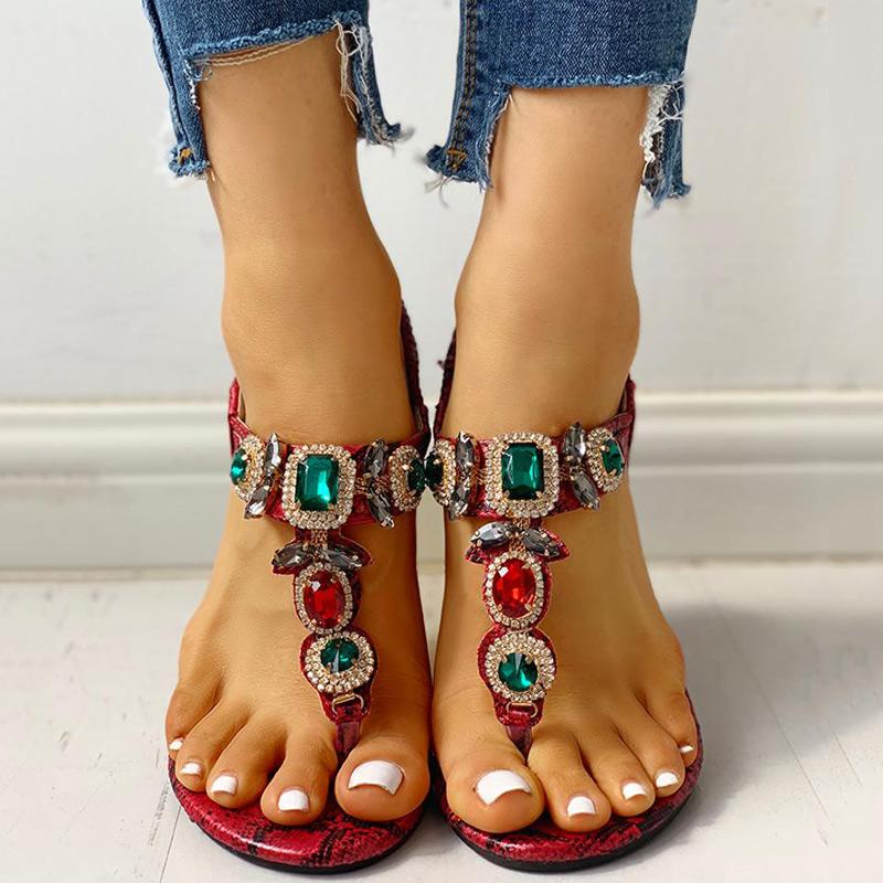 Rhinestone Bohemia Flat Sandals - Shop Shiningbabe - Womens Fashion Online Shopping Offering Huge Discounts on Shoes - Heels, Sandals, Boots, Slippers; Clothing - Tops, Dresses, Jumpsuits, and More.