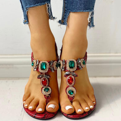 Rhinestone Bohemia Flat Sandals - Shop Shiningbabe - Womens Fashion Online Shopping Offering Huge Discounts on Shoes - Heels, Sandals, Boots, Slippers; Clothing - Tops, Dresses, Jumpsuits, and More.