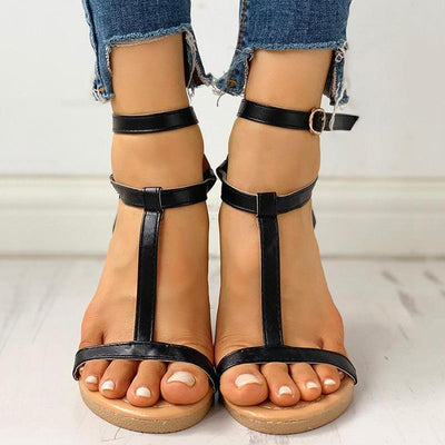 Open Toe T-Strap Flat Sandals - Shop Shiningbabe - Womens Fashion Online Shopping Offering Huge Discounts on Shoes - Heels, Sandals, Boots, Slippers; Clothing - Tops, Dresses, Jumpsuits, and More.